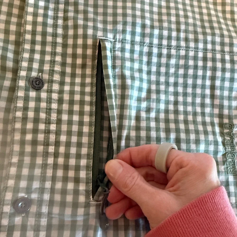 Redhead Mens Green Gingham Short Sleeve Button Down Utility Shirt Size XXL - Picture 5 of 8